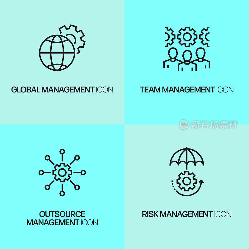 现代业务相关线图标。向量符号说明。