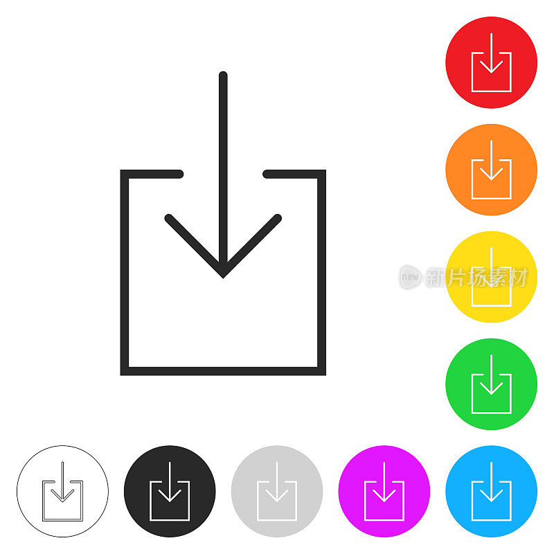 下载。按钮上不同颜色的平面图标