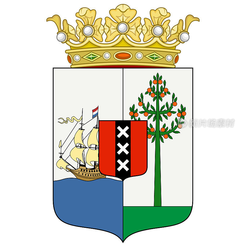 库拉索岛的盾徽是加勒比海南部小安的列斯群岛的一个国家