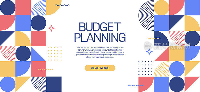 预算规划相关网页横幅，几何抽象风格设计