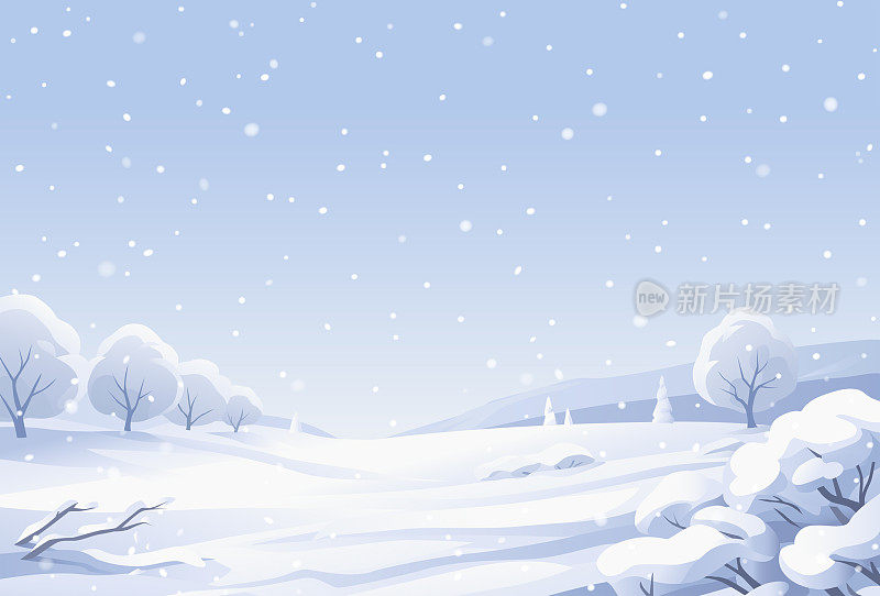 冬天的风景与白雪覆盖的树木