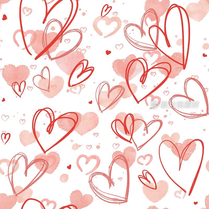 浪漫的情人节礼品卡粉红色的红心无缝的背景