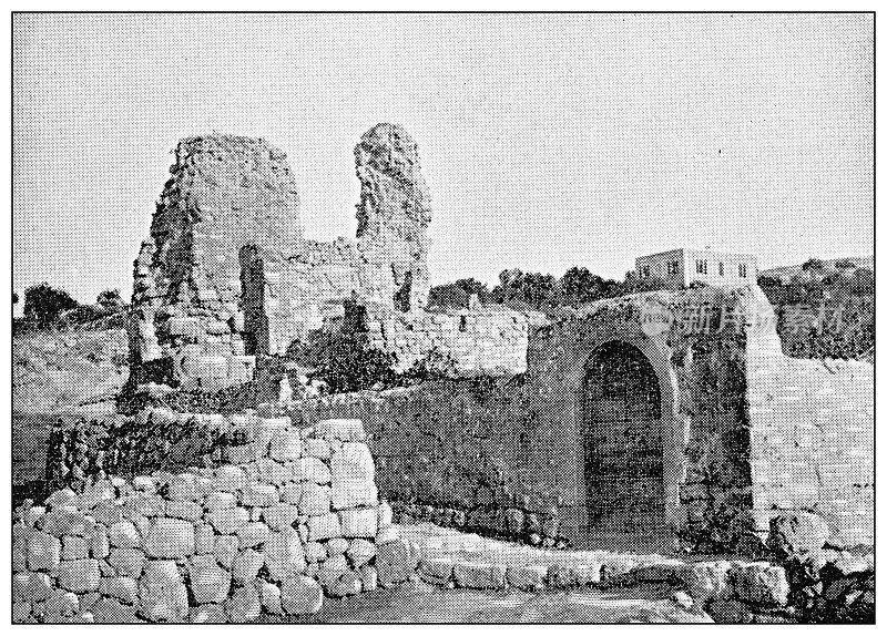 耶路撒冷和周围环境的古董旅行照片:拉撒路的房子