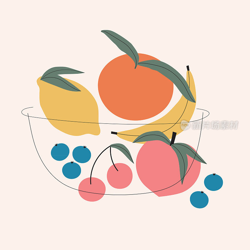 一碗热带柑橘水果在碗奶油背景