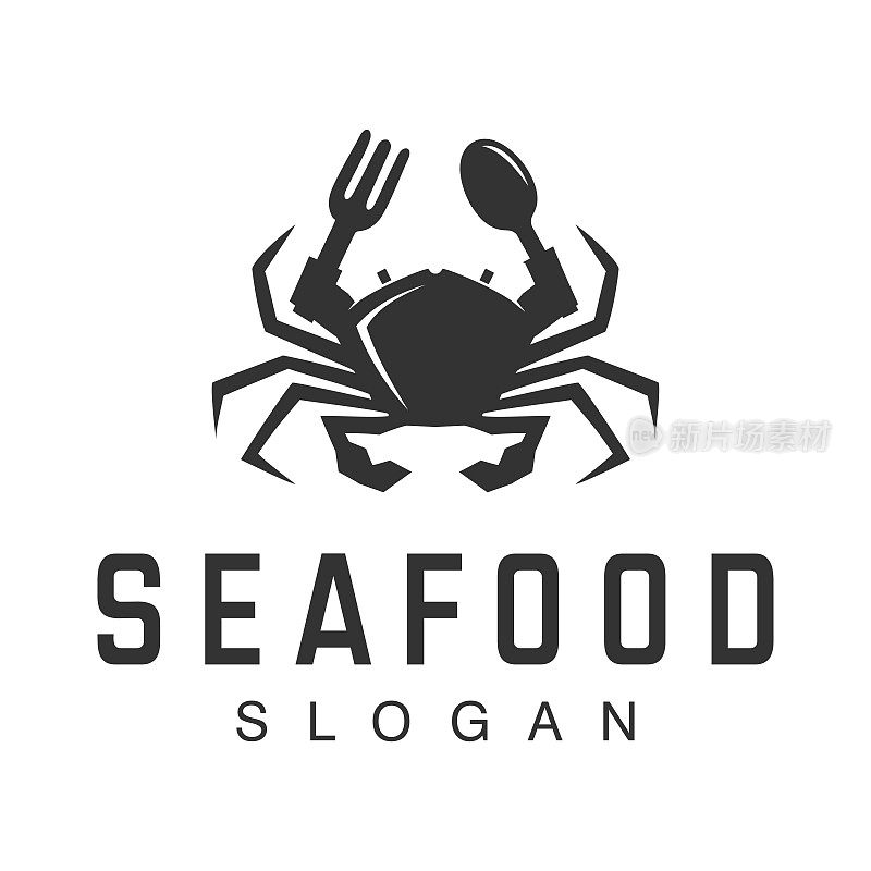 蟹肉海鲜餐厅矢量符号图标插图设计股票