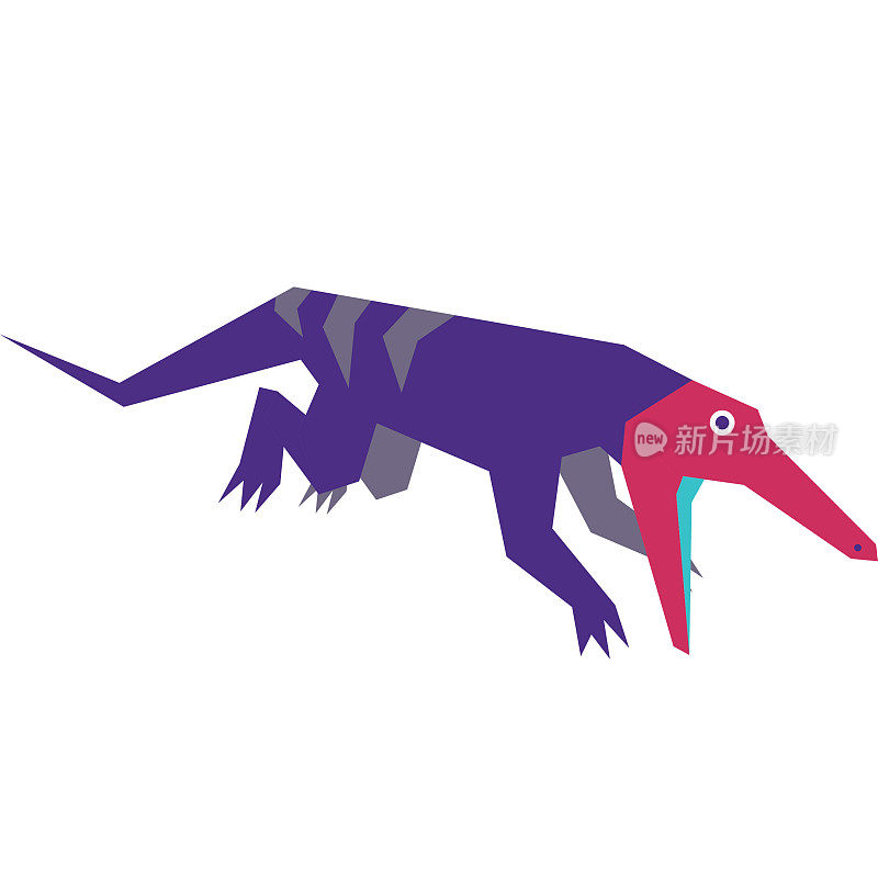 一个灭绝的史前动物的彩色极简插画。