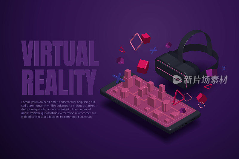 VR眼镜在智能手机上体验3D虚拟现实城市