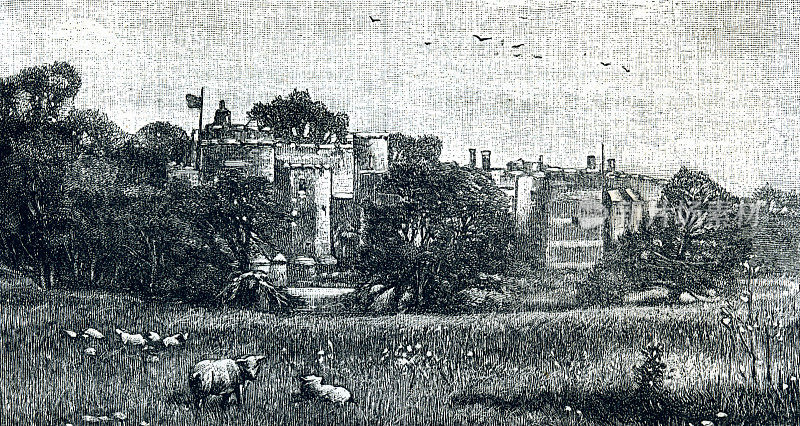 格洛斯特郡伯克利城堡维多利亚时代的插图