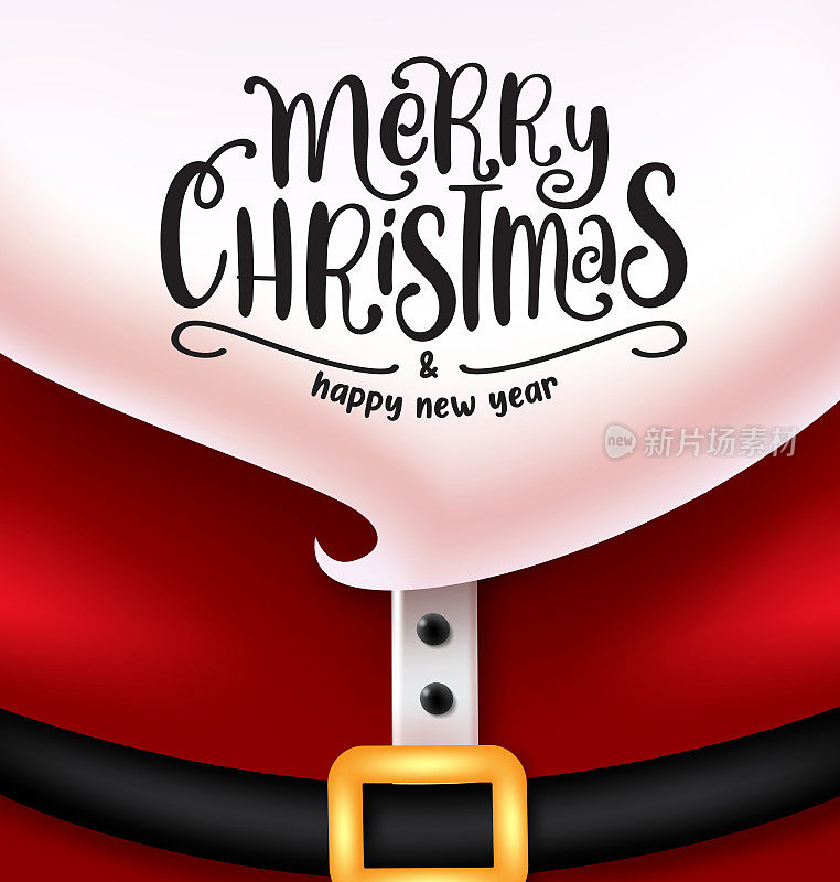 圣诞老人胡须矢量设计，圣诞快乐和新年快乐的文字在圣诞老人胡须元素的节日贺卡装饰。