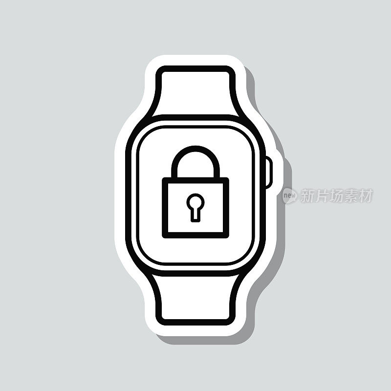 Smartwatch挂锁。图标贴纸在灰色背景