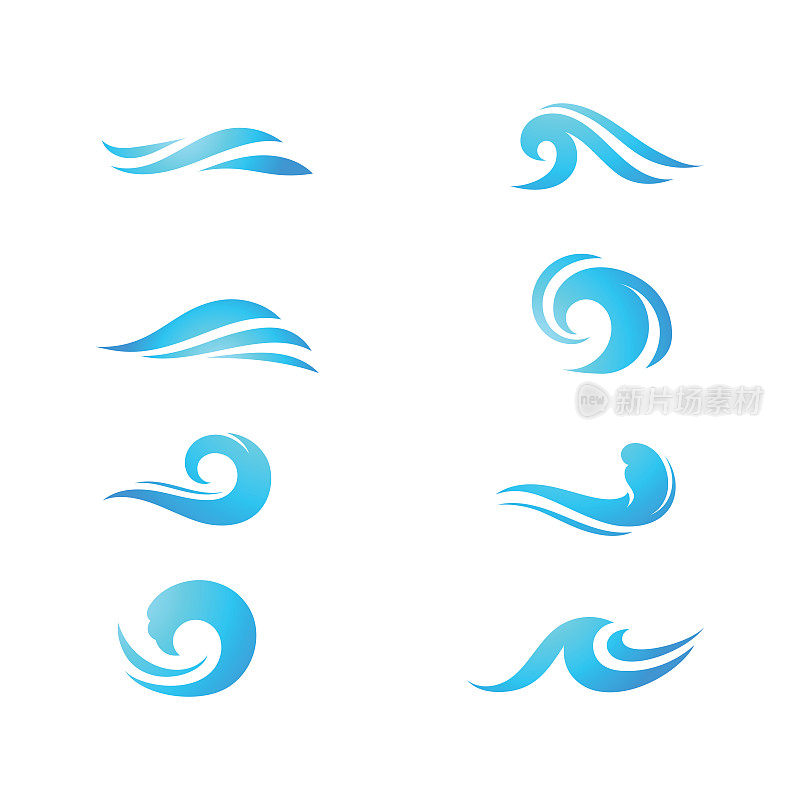 海浪标志模板元素向量