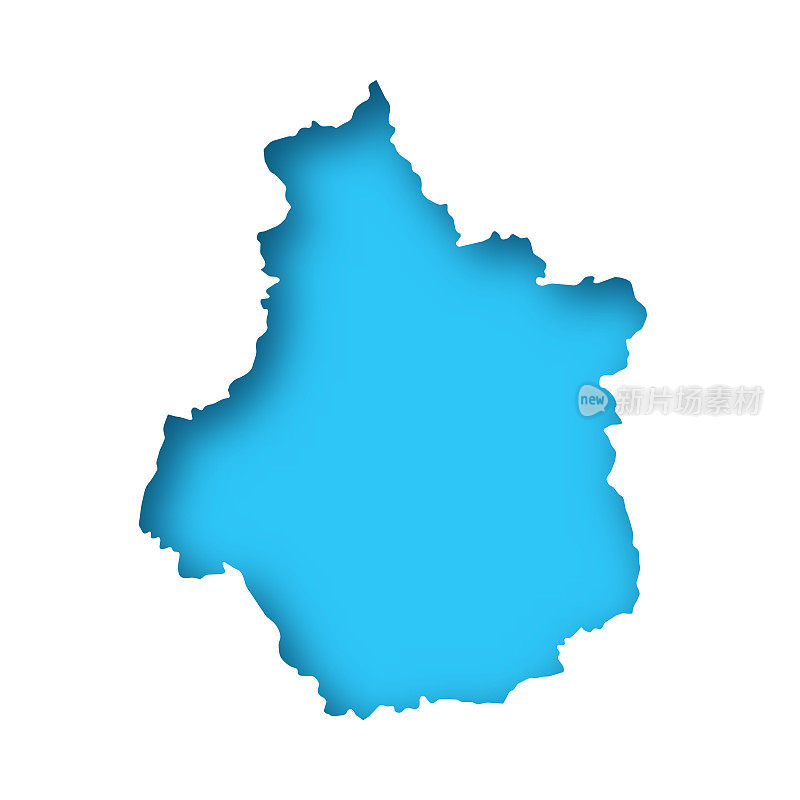 卢瓦尔河谷中心地图-白纸在蓝色背景上裁剪