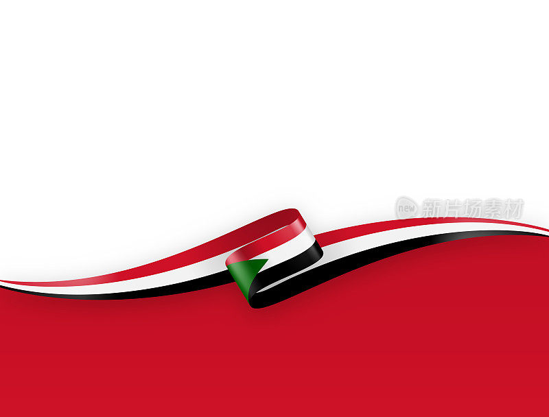 苏丹国旗丝带。苏丹国旗背景上的长条旗。模板。复制空间。矢量股票插图