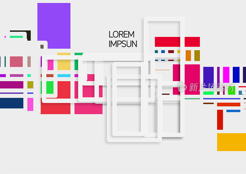 抽象剪纸条纹与颜色矩形几何极简主义图案为背景设计