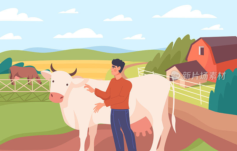 农场工人和牲畜