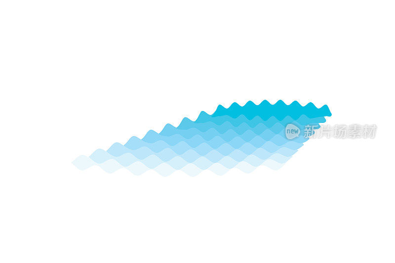 海浪图标，水符号，海洋波纹隔离，海洋流动的标志，弯曲线矢量说明