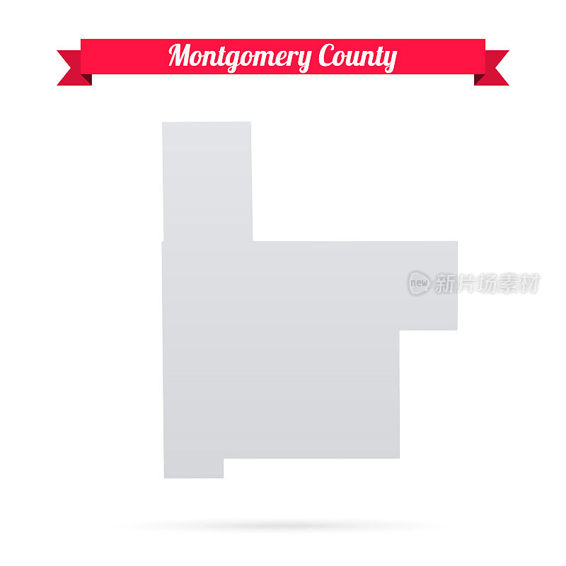 伊利诺伊州蒙哥马利县。白底红旗地图