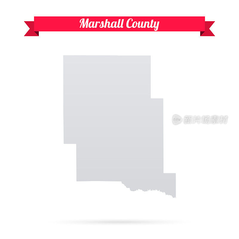 马歇尔县，密西西比。白底红旗地图