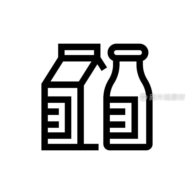 牛奶线图标，设计，像素完美，可编辑笔触。标志、标志、符号。