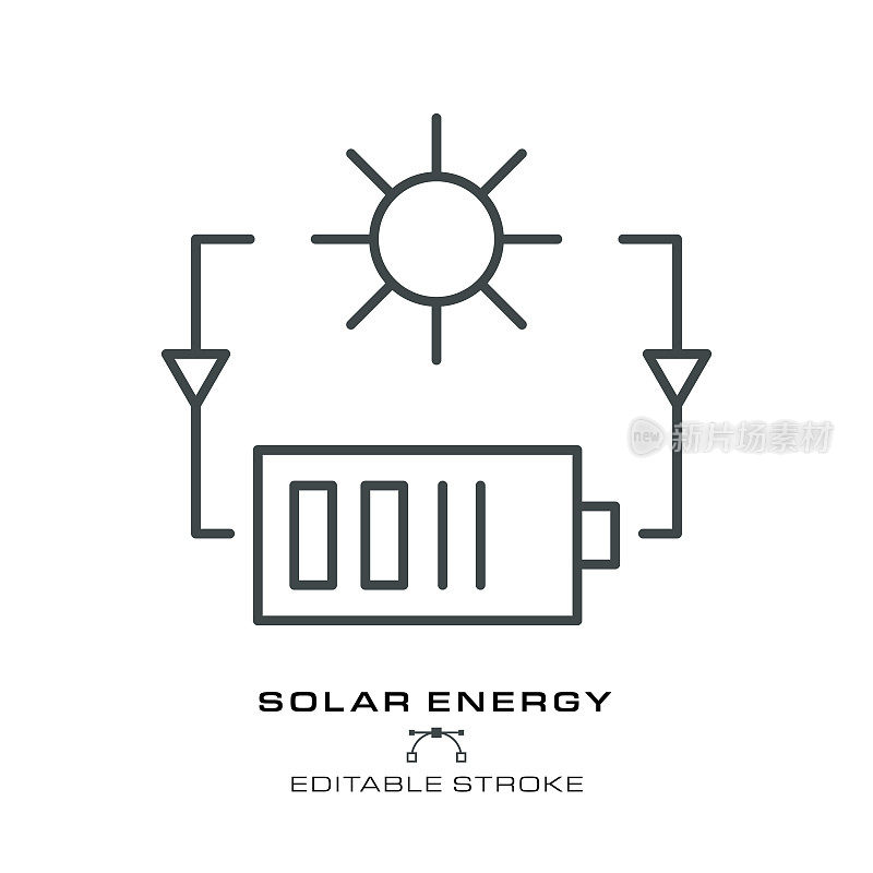 太阳能图标-可编辑笔画