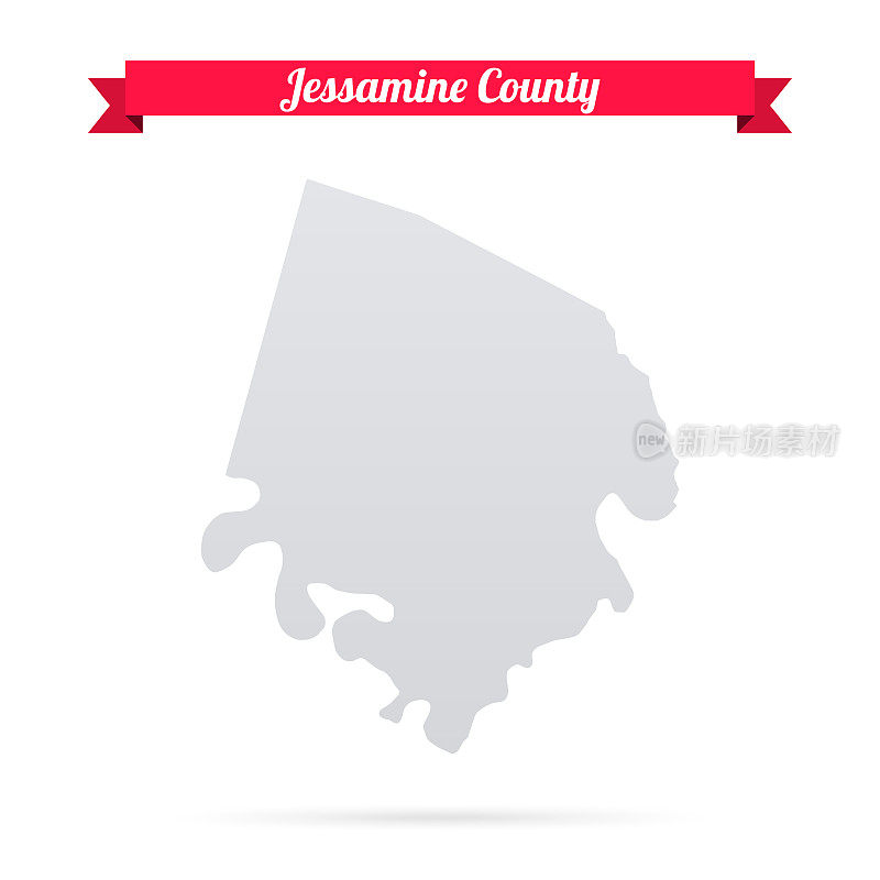 肯塔基州的Jessamine县。白底红旗地图