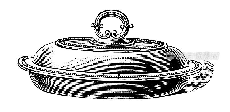 来自英国杂志的古董图片:陶器盘、盘子和托盘