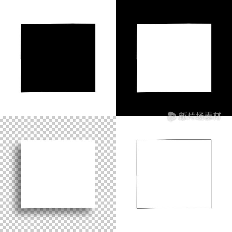 怀俄明韦斯顿县。设计地图。空白，白色和黑色背景