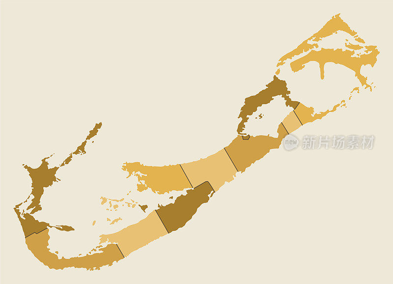 高详细的百慕大地图与地区