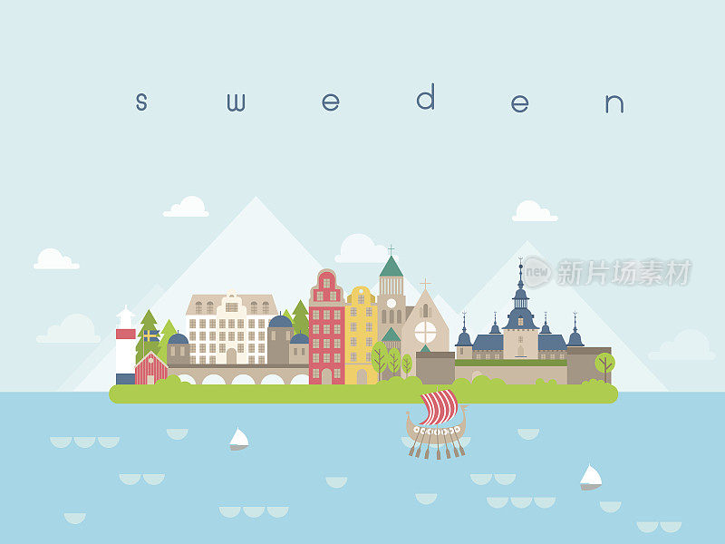 瑞典地标旅游和旅程矢量