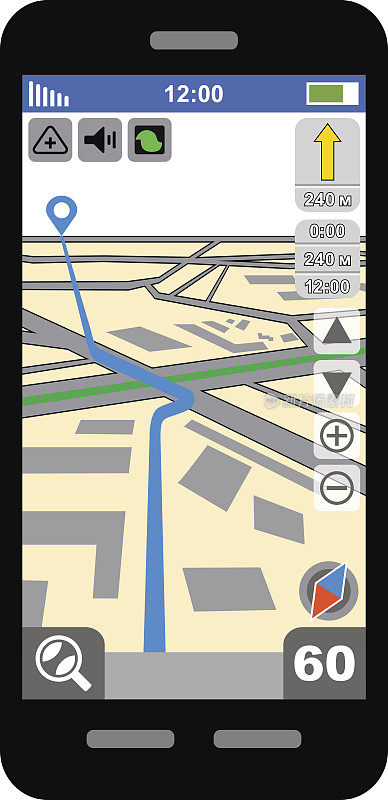 带有GPS导航的智能手机