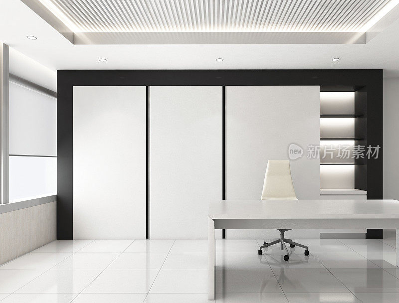 CEO房间办公室公司，3d渲染室内设计，模拟插图