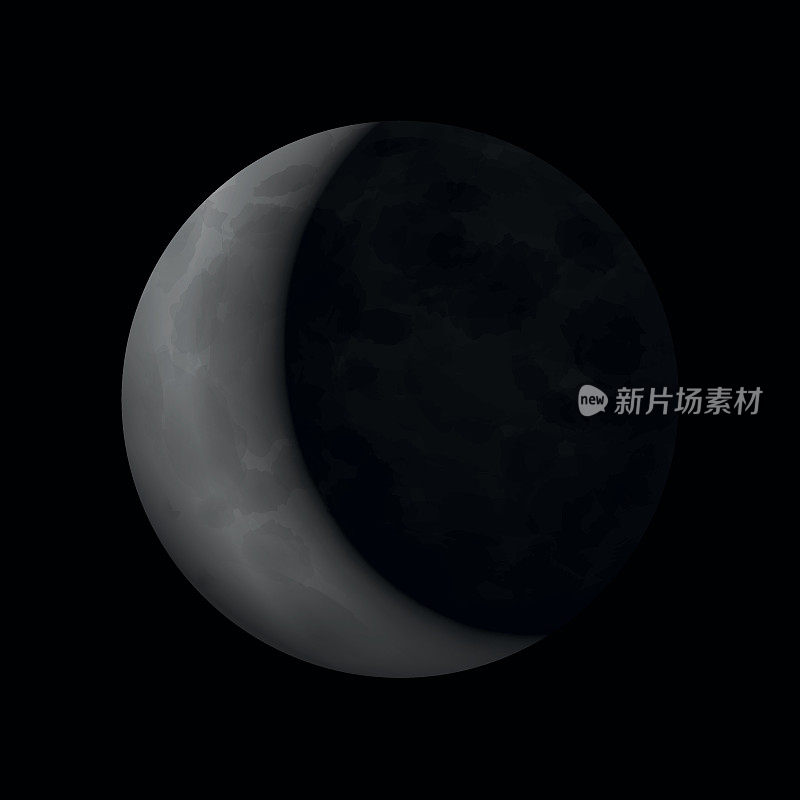 新月-艺术矢量插图在黑色的背景。