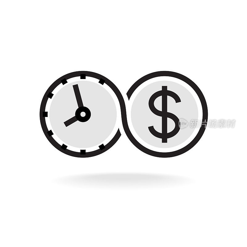 时间就是金钱无限的象征商业的象征。黑色轮廓中