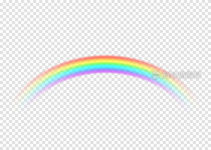 彩虹与清澈的部分边缘隔离在透明的背景
