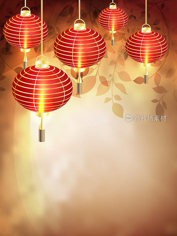 中国新年。明信片中国新年灯笼