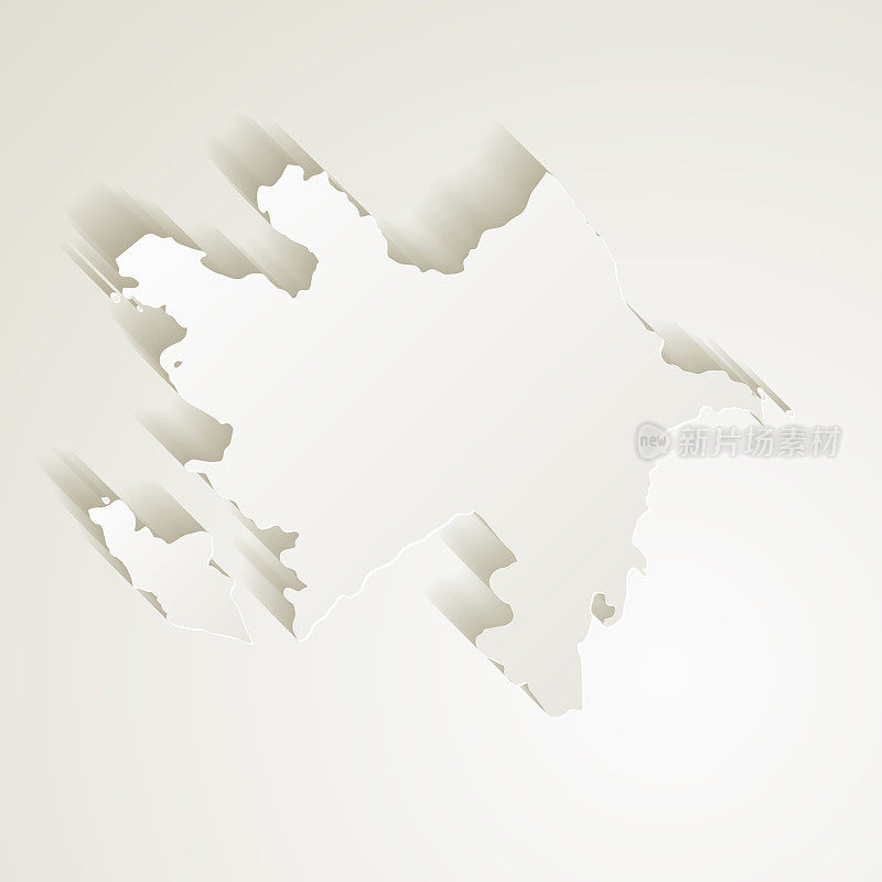 阿塞拜疆地图与剪纸的空白背景效果