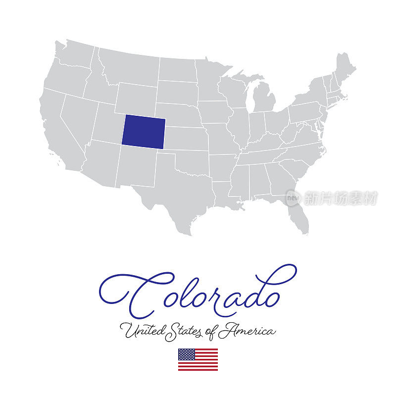 科罗拉多州在美国矢量地图插图