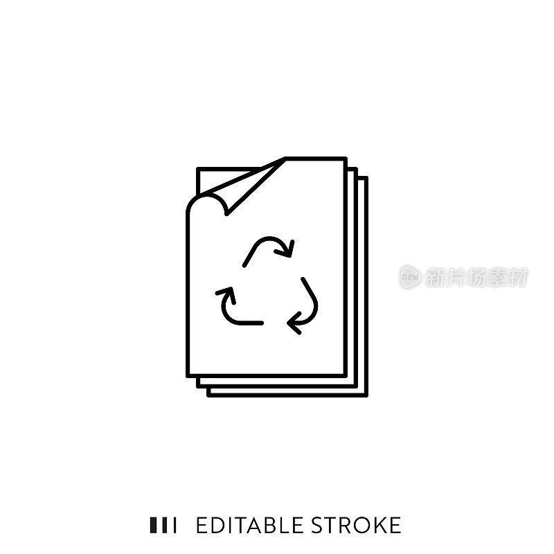 可编辑描边和完美像素的废纸线图标。