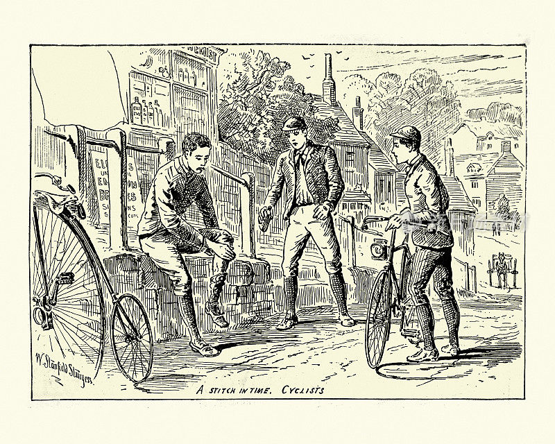 19世纪，维多利亚时代的一名自行车手饱受肌肉酸痛之苦