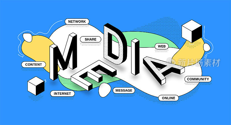 媒体等距横幅设计