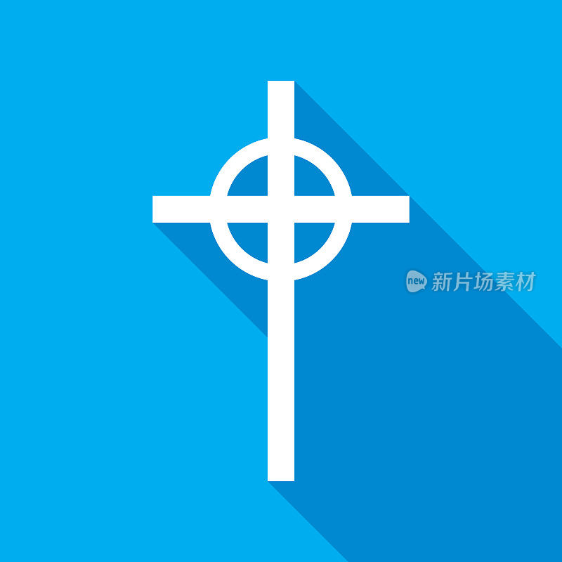 蓝色老式宗教十字架图标