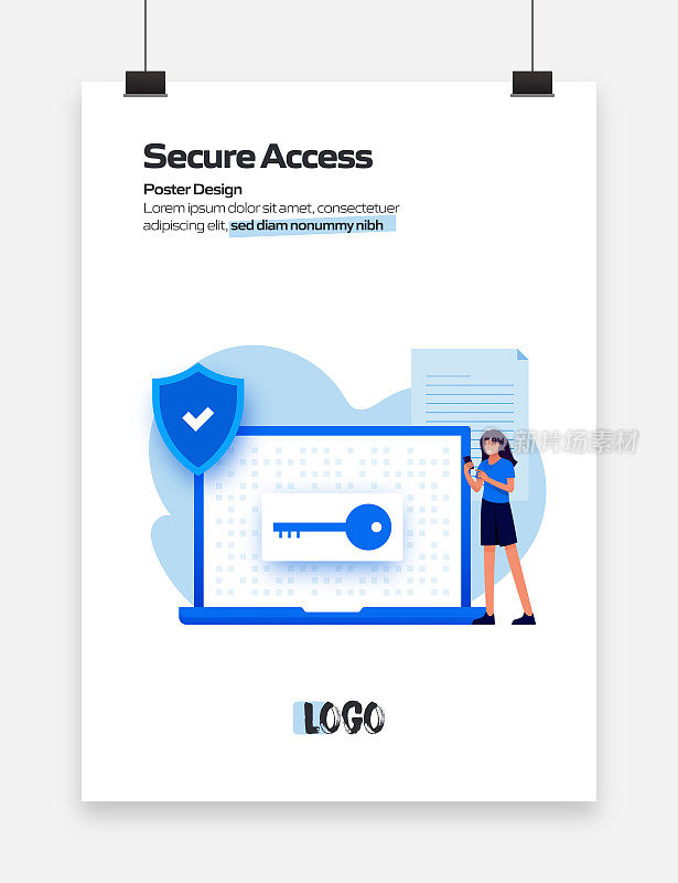 安全访问相关卡通风格平面设计矢量插图