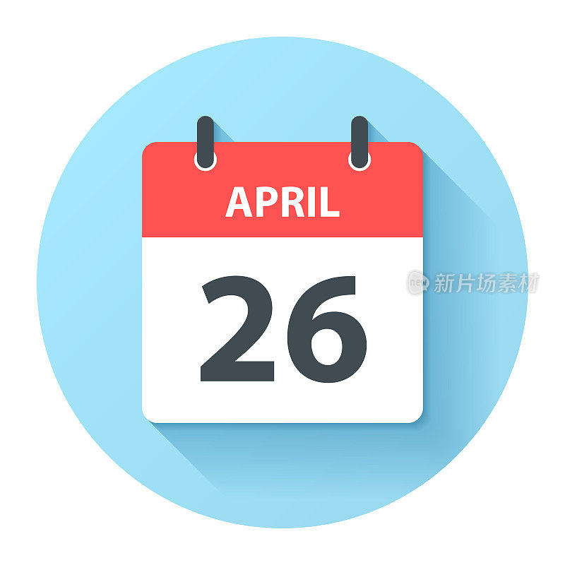 4月26日-圆日日历图标在平面设计风格