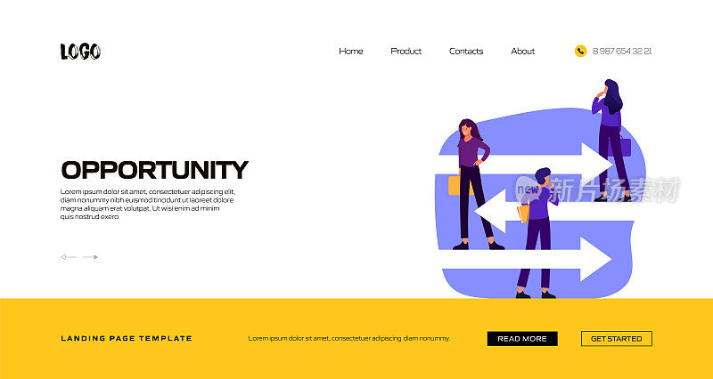 机会概念矢量插图登陆页模板，网站横幅，广告和营销材料，在线广告，业务演示等。