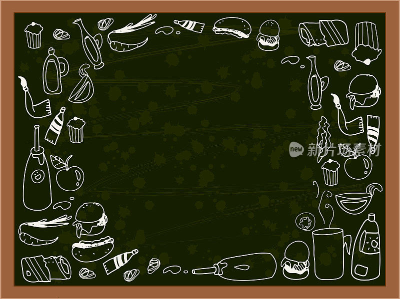 粉笔画-食物和饮料涂鸦图案