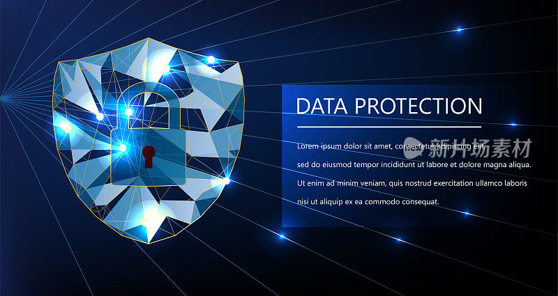 数据保护技术低聚线框概念