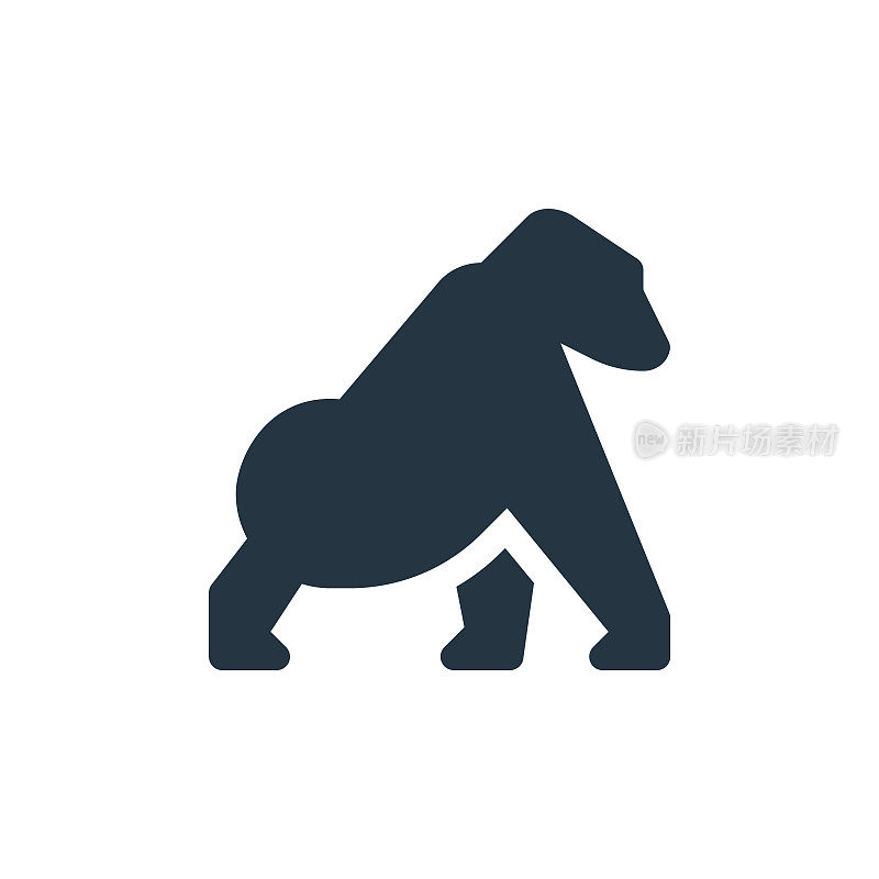 大猩猩图标。字形大猩猩图标用于网站设计和移动，应用程序开发，打印。大猩猩图标从填充动物和自然收集孤立的白色背景。