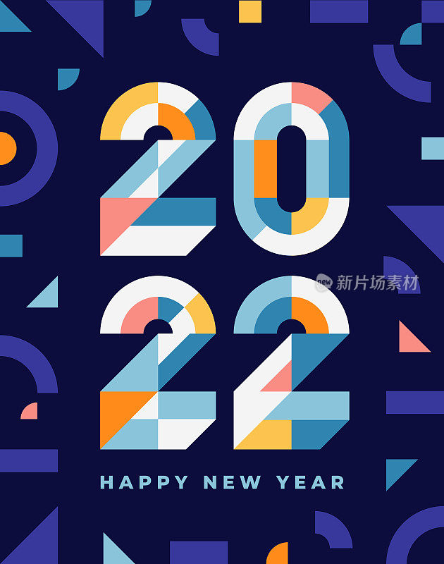 现代的，几何的，新年贺卡，除夕，2022