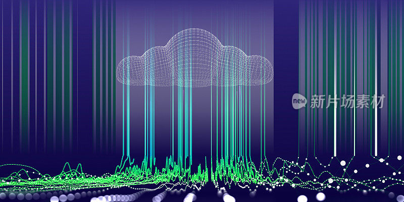 摘要基于模糊线的背景云计算网格概念。云计算旗帜。互联网业务技术。网络数据服务。大数据。