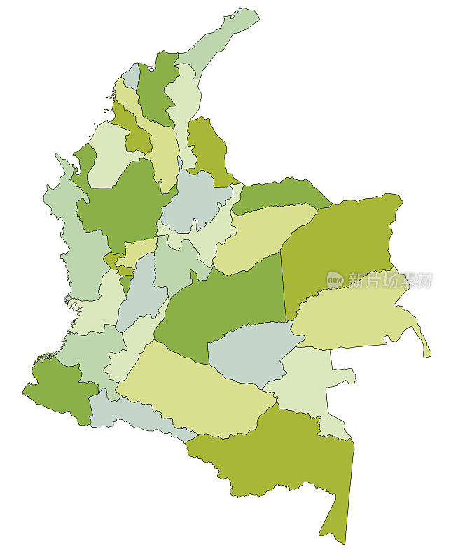 高度详细的可编辑的政治地图与分离的层。哥伦比亚